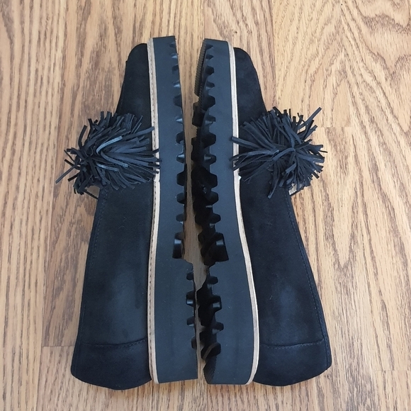 Ron White X Vibram "Skylar" Fringe Loafer Womens 37 Onyx Black Suede Italy - Picture 9 of 13